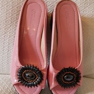 Pink slip on sandals